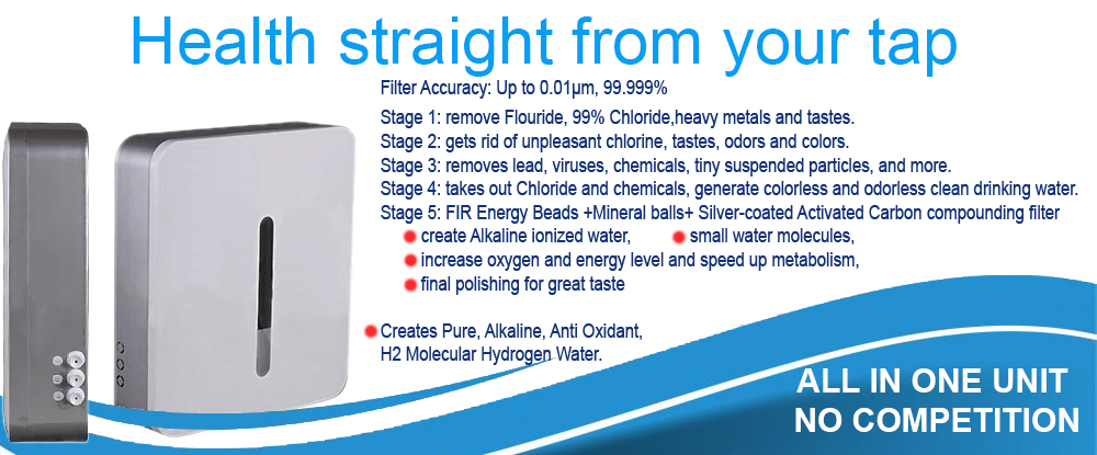 Aquarius Ionised Alkaline Water System - Hydrogen and Antioxidant water Purifier Filter